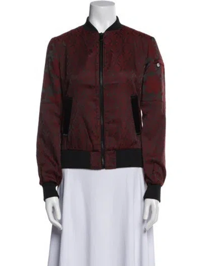 Pre-owned Cinq À Sept Floral Print Bomber Jacket In Black