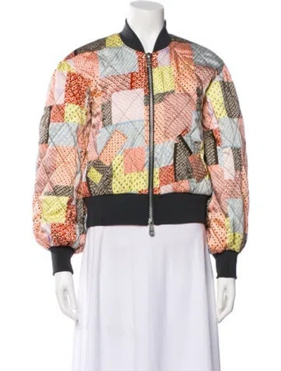 Pre-owned Cinq À Sept Floral Print Bomber Jacket In Multi