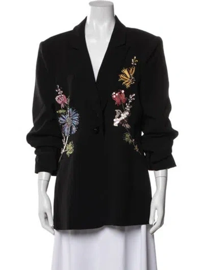 Pre-owned Cinq À Sept Floral Print Coat In Black
