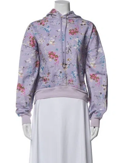 Pre-owned Cinq À Sept Floral Print Crew Neck Sweater In Blue