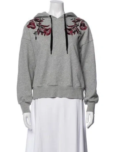 Pre-owned Cinq À Sept Floral Print Crew Neck Sweater In Gray