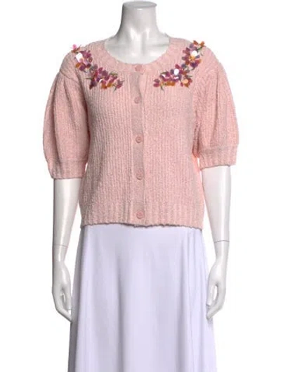 Pre-owned Cinq À Sept Floral Print Crew Neck Sweater W/ Tags In Pink