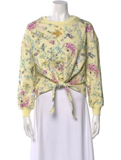 Pre-owned Cinq À Sept Floral Print Crew Neck Sweatshirt W/ Tags In Yellow