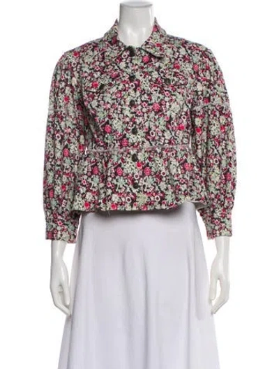 Pre-owned Cinq À Sept Floral Print Evening Jacket In Multi