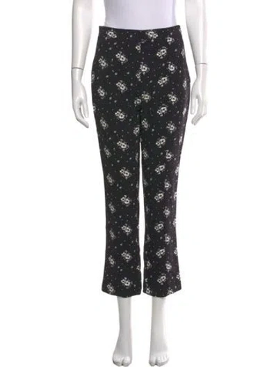 Pre-owned Cinq À Sept Floral Print Flared Pants In Black