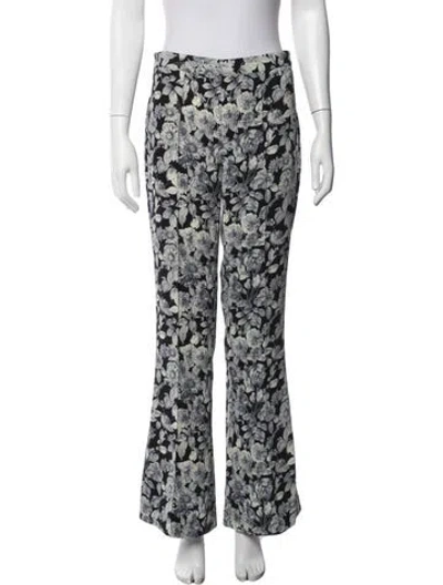 Pre-owned Cinq À Sept Floral Print Flared Pants In Blue/white