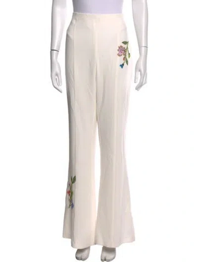 Pre-owned Cinq À Sept Floral Print Flared Pants W/ Tags In Neutrals