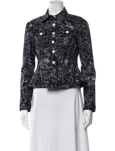 Pre-owned Cinq À Sept Floral Print Jacket In Black