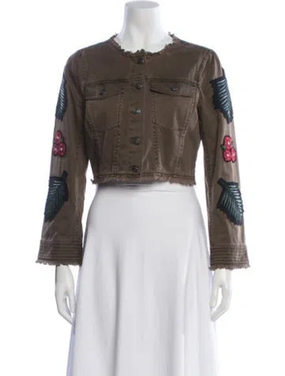 Pre-owned Cinq À Sept Floral Print Jacket In Brown