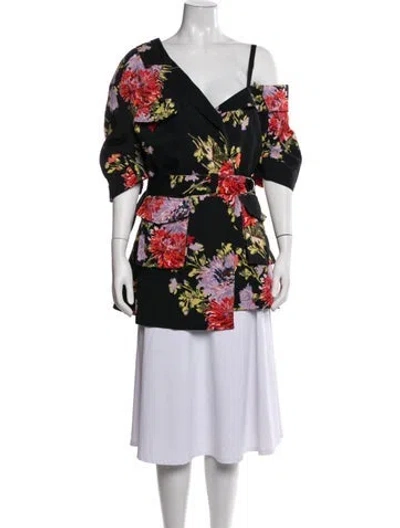 Pre-owned Cinq À Sept Floral Print Jacket W/ Tags In Black