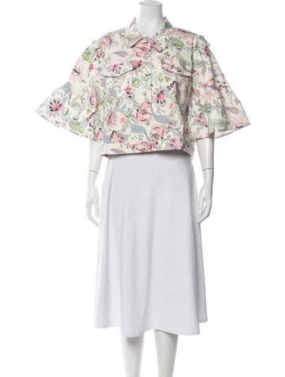 Pre-owned Cinq À Sept Floral Print Jacket In White