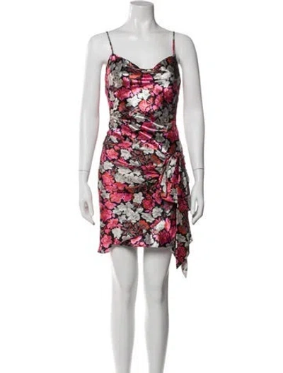 Pre-owned Cinq À Sept Floral Print Knee-length Dress In Black