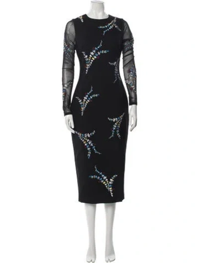 Pre-owned Cinq À Sept Floral Print Knee-length Dress In Black