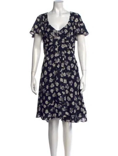 Pre-owned Cinq À Sept Floral Print Knee-length Dress In Blue