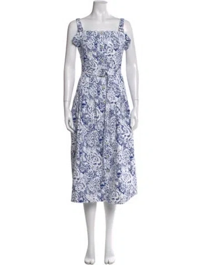Pre-owned Cinq À Sept Floral Print Knee-length Dress In White