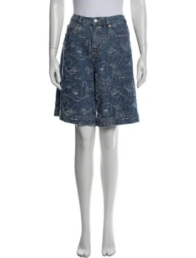 Pre-owned Cinq À Sept Floral Print Knee-length Shorts In Blue/white
