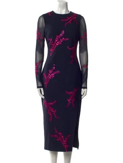 Pre-owned Cinq À Sept Floral Print Long Dress In Black