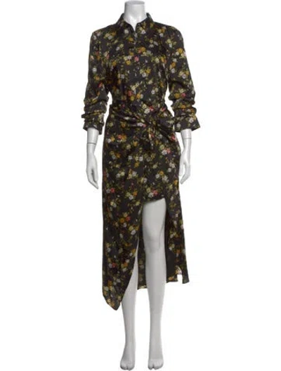 Pre-owned Cinq À Sept Floral Print Long Dress In Black