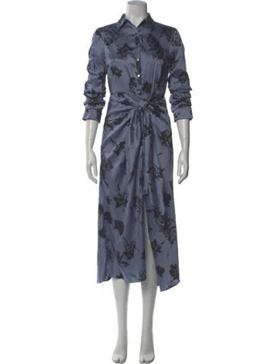 Pre-owned Cinq À Sept Floral Print Long Dress In Blue