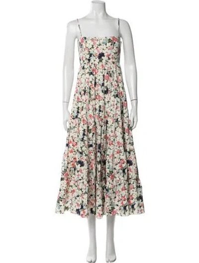 Pre-owned Cinq À Sept Floral Print Long Dress In Blue