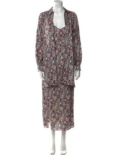Pre-owned Cinq À Sept Floral Print Long Dress In Multi
