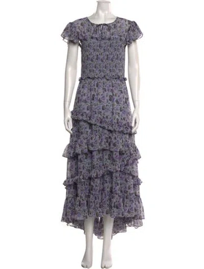 Pre-owned Cinq À Sept Floral Print Long Dress In Multi
