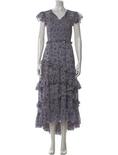Pre-owned Cinq À Sept Floral Print Long Dress In Multi