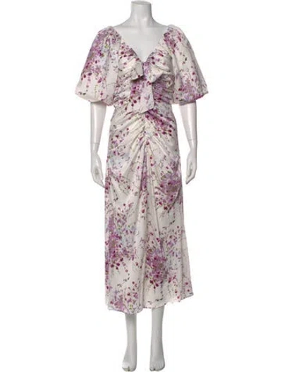 Pre-owned Cinq À Sept Floral Print Long Dress In Multi