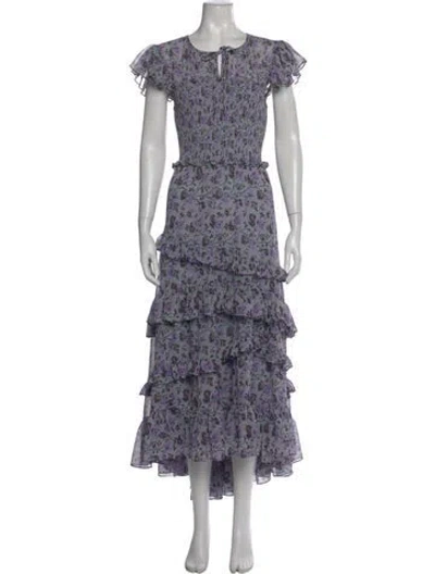 Pre-owned Cinq À Sept Floral Print Long Dress In Multi