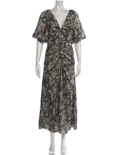 Pre-owned Cinq À Sept Floral Print Long Dress In Multi