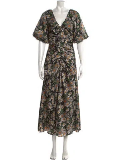 Pre-owned Cinq À Sept Floral Print Long Dress In Multicolor