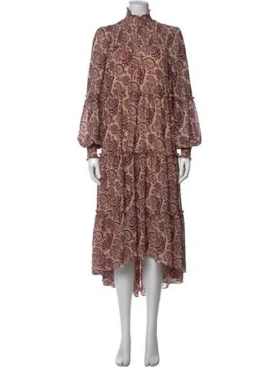 Pre-owned Cinq À Sept Floral Print Long Dress In Neutrals