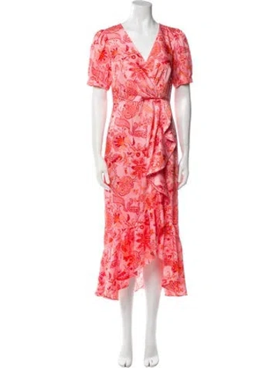Pre-owned Cinq À Sept Floral Print Long Dress In Pink