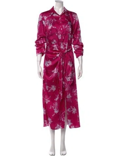 Pre-owned Cinq À Sept Floral Print Long Dress In Pink