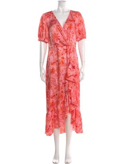 Pre-owned Cinq À Sept Floral Print Long Dress In Pink