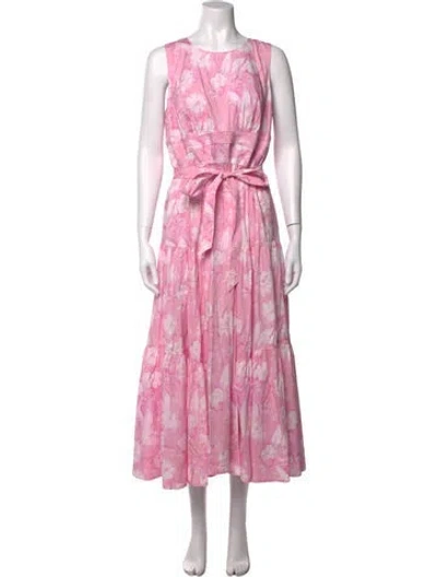 Pre-owned Cinq À Sept Floral Print Long Dress In Pink