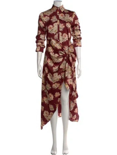 Pre-owned Cinq À Sept Floral Print Long Dress In Purple