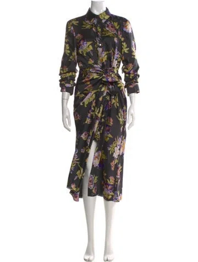 Pre-owned Cinq À Sept Floral Print Long Dress W/ Tags In Black