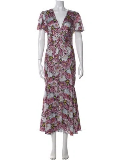 Pre-owned Cinq À Sept Floral Print Long Dress W/ Tags In Multi