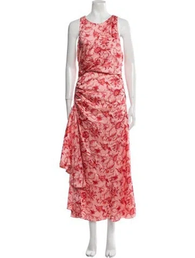 Pre-owned Cinq À Sept Floral Print Long Dress W/ Tags In Pink