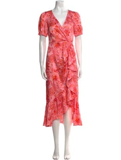 Pre-owned Cinq À Sept Floral Print Long Dress W/ Tags In Pink