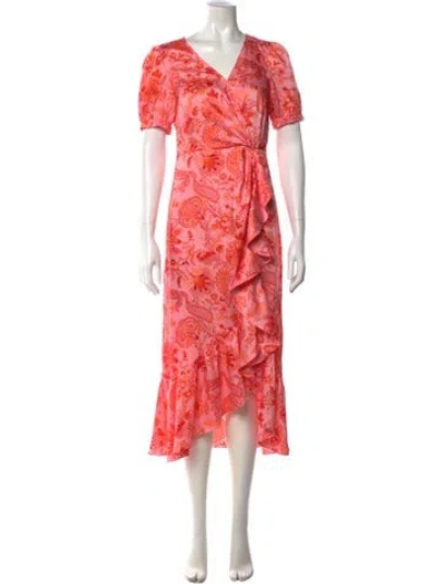 Pre-owned Cinq À Sept Floral Print Long Dress W/ Tags In Pink