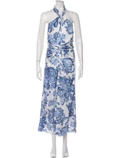 Pre-owned Cinq À Sept Floral Print Long Dress W/ Tags In White