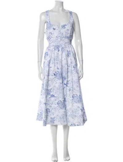 Pre-owned Cinq À Sept Floral Print Long Dress In White
