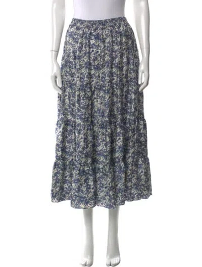 Pre-owned Cinq À Sept Floral Print Long Skirt In Blue