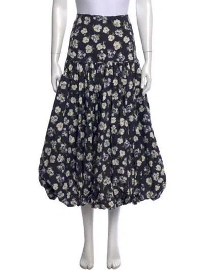 Pre-owned Cinq À Sept Floral Print Long Skirt W/ Tags In Blue