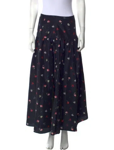 Pre-owned Cinq À Sept Floral Print Long Skirt W/ Tags In Blue