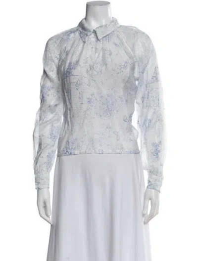 Pre-owned Cinq À Sept Floral Print Long Sleeve Blouse In Multi