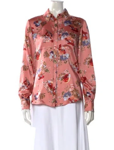 Pre-owned Cinq À Sept Floral Print Long Sleeve Blouse In Multi
