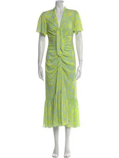Pre-owned Cinq À Sept Floral Print Midi Length Dress In Blue